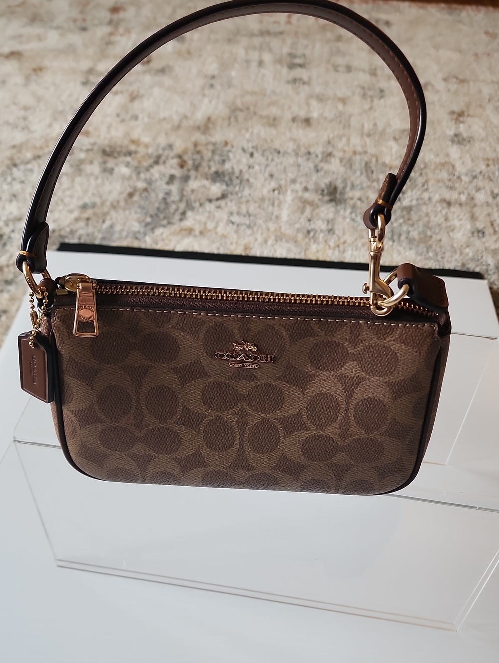 Coach Nolita 19 In Signature Canvas Convertable Wristlet Mini Bag.